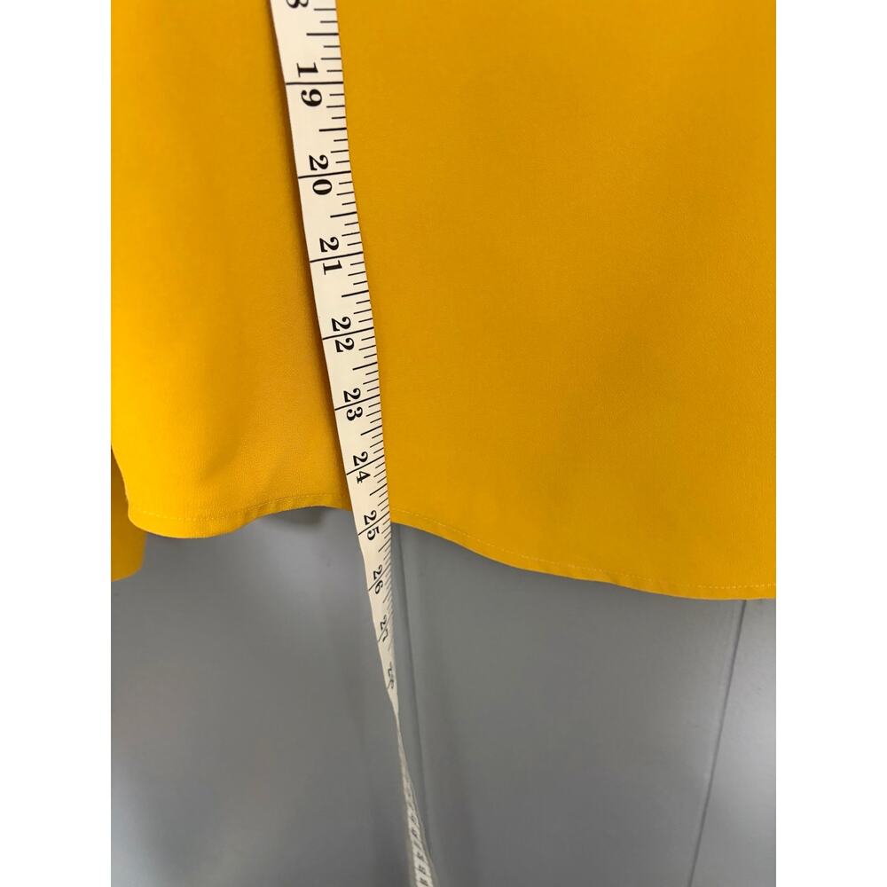 J. Crew Mustard Yellow Satin Crepe Long Sleeve Ruffle Front Preppy Classic Top S - Picture 4 of 6